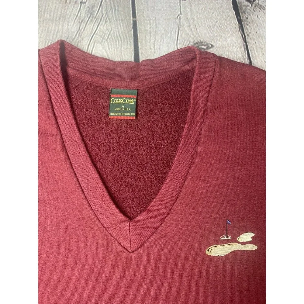 Vintage Cross Creek Mens V Neck‎ Vest Burgundy Size Large Made in USA